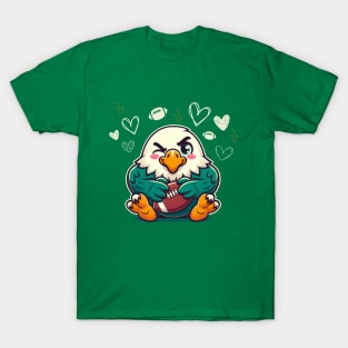 Adorable Eagle Mascot with Football - Sports Fan Art T-Shirt